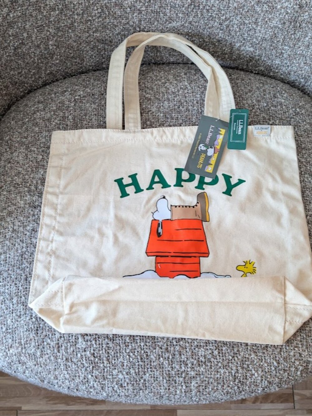 NEW!!L.L. BEAN x Peanuts Snoopy “HAPPY CAMPER” Canvas Tote Bag - Picture 7 of 7